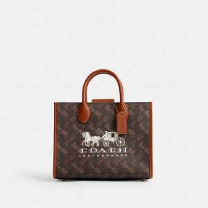 Women Coach Ace 26 With Horse And Carriage Print Brass Tote Bag Brown | PH_CH91191