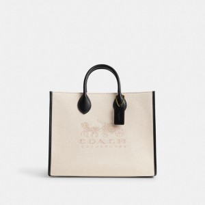 Women Coach Ace 35 Brass Tote Bag White | PH_CH25961