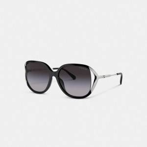 Women Coach Bandit Oversized Square Sunglasses Black / Silver | PH_CH88467