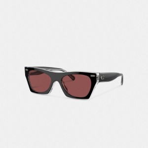 Women Coach Beveled Signature Square & Clear Sunglasses Black | PH_CH14330