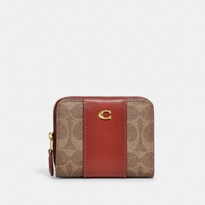 Women Coach Billfold In Colorblock Signature Small Wallets Brown / Red | PH_CH27526