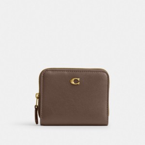 Women Coach Billfold Refined Calf Leather Small Wallets Dark Grey | PH_CH89793