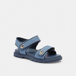 Women Coach Brynn Indigo Denim Sandals Indigo Blue | PH_CH71474