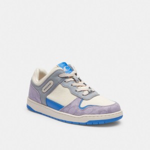 Women Coach C201 Low Top In Signature Canvas Chalk Sneakers Purple | PH_CH19300