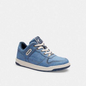 Women Coach C201 Low Top Indigo Denim Sneakers Indigo Blue | PH_CH24078