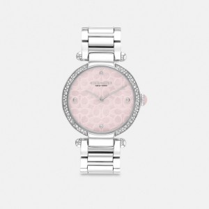 Women Coach Cary 34 Mm Stainless Steel Watches Grey / Pink | PH_CH70972