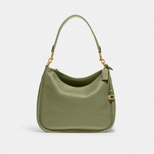 Women Coach Cary Pebble Leather Shoulder Bags Green | PH_CH91085