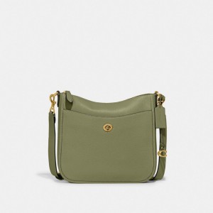Women Coach Chaise Brass Crossbody Bags Olive | PH_CH59917
