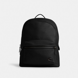 Women Coach Charter Polished Pebble Leather Backpacks Black | PH_CH33180