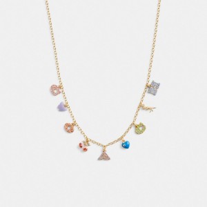 Women Coach Cherry And Heart Charm Necklace Gold | PH_CH36449