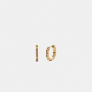 Women Coach Classic Crystal Pearl Huggie Earrings Gold | PH_CH44861