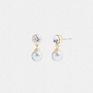 Women Coach Classic Pearl Drop Earrings Gold | PH_CH94723