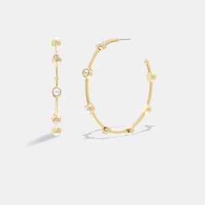 Women Coach Classic Pearl Large Hoop Earrings Gold | PH_CH70361