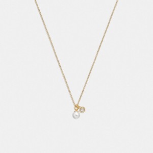 Women Coach Classic Pearl Pendant Necklace Gold | PH_CH59303