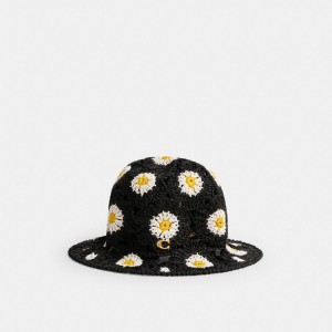Women Coach Daisy Crochet Bucket Hats Black | PH_CH94454