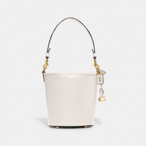 Women Coach Dakota Bucket 16 Glovetanned Leather Shoulder Bags White | PH_CH13710