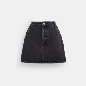 Women Coach Denim In Organic Cotton Skirt Blue Black | PH_CH50291