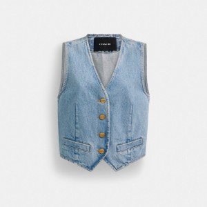 Women Coach Denim In Organic Cotton Tops Blue | PH_CH82093