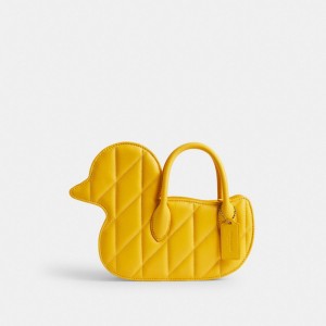 Women Coach Duck With Quilting Brass Crossbody Bags Yellow | PH_CH87808