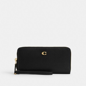 Women Coach Essential Continental Brass Large Wallets Black | PH_CH69002