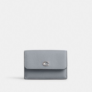 Women Coach Essential Mini Trifold Small Wallets Grey Blue | PH_CH57035