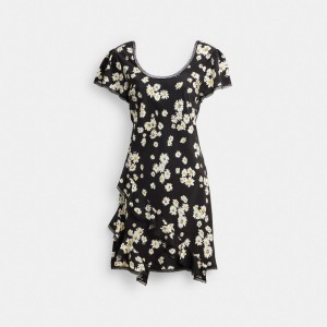 Women Coach Floral Mini Dress Black | PH_CH90446