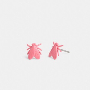 Women Coach Fly Stud Earrings Silver / Pink | PH_CH84838
