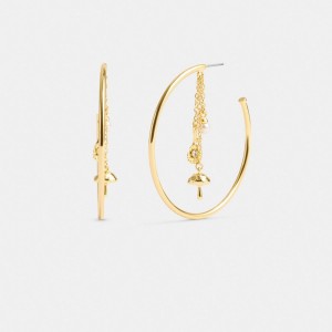 Women Coach Garden Charms Hoop Earrings Gold | PH_CH67122