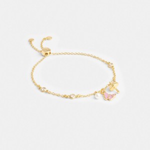 Women Coach Garden Charms Slider Bracelets Gold | PH_CH32037