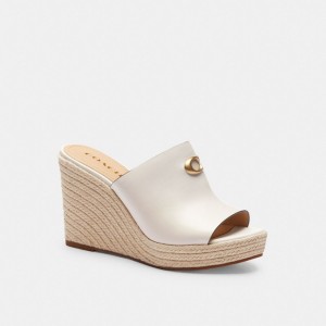 Women Coach Gloria Wedge Chalk Sandals White | PH_CH73253