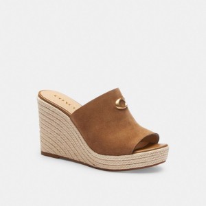 Women Coach Gloria Wedge Coconut Sandals Brown | PH_CH15484