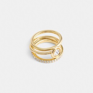 Women Coach Halo Round Set Ring Gold | PH_CH31448