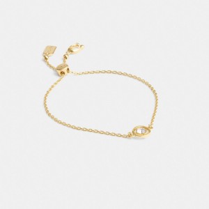 Women Coach Halo Round Slider Bracelets Gold | PH_CH14192