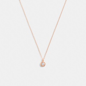 Women Coach Halo Tea Pendant Necklace Rose Gold | PH_CH21386