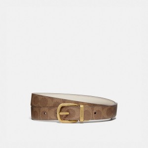 Women Coach Harness Buckle Reversible Belt 25 Mm Brass Belts Brown | PH_CH83806