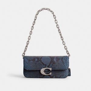 Women Coach Idol 23 In Python Shoulder Bags Silver / Blue | PH_CH66416