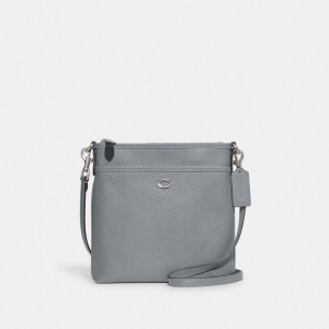 Women Coach Kitt Messenger Crossgrain Leather Crossbody Bags Grey Blue | PH_CH57809