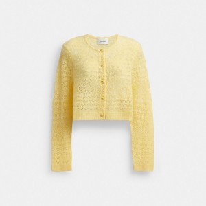 Women Coach Lace Knit Cardigan Yellow | PH_CH38160