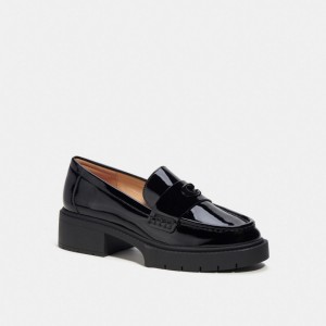 Women Coach Leah Leather Loafers Black | PH_CH27798
