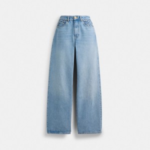 Women Coach Loose Fit Jeans Blue | PH_CH44396