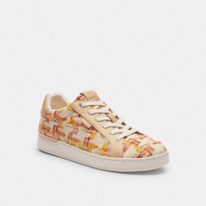 Women Coach Lowline Low Top Neutral Sneakers White / Pink | PH_CH40256