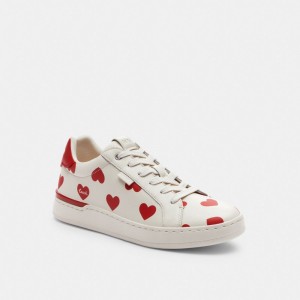 Women Coach Lowline Low Top With Valentine's Print Chalk Sneakers Red | PH_CH21465