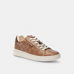 Women Coach Lowline Luxe Low Top Tan Sneakers Brown | PH_CH66347