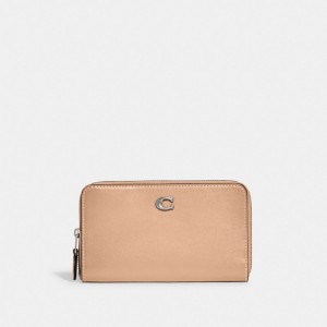 Women Coach Medium Zip Around Large Wallets Silver | PH_CH82954