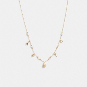 Women Coach Mini Iconic Charm Necklace Gold | PH_CH28759