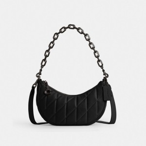 Women Coach Mira With Pillow Quilting Nappa Leather Shoulder Bags Black | PH_CH27060