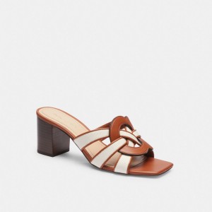 Women Coach Nikki Chalk Burnished Amber Sandals Brown | PH_CH97601