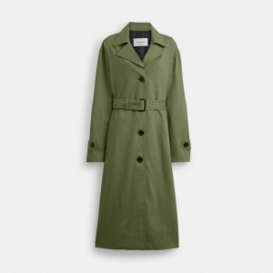 Women Coach Oversized Trench Jackets Green | PH_CH78651