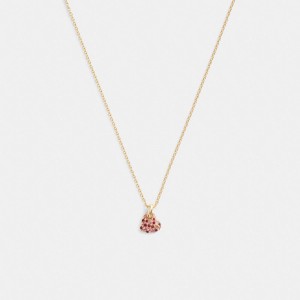 Women Coach Pavé Heart Pendant Necklace Gold | PH_CH39376