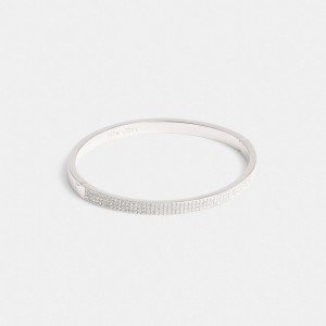 Women Coach Pavé Hinged Bangle Bangles Silver | PH_CH97693